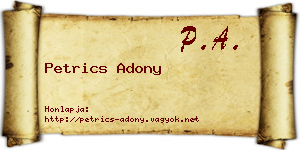 Petrics Adony névjegykártya
